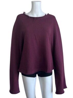 Errant Clothing Raw Hem Flare Sleeve Sweatshirt - S